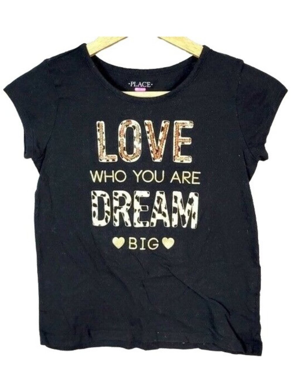 Children's Place Girls Sequin Top Black Large 10 12 Love Who You Are Dream Big